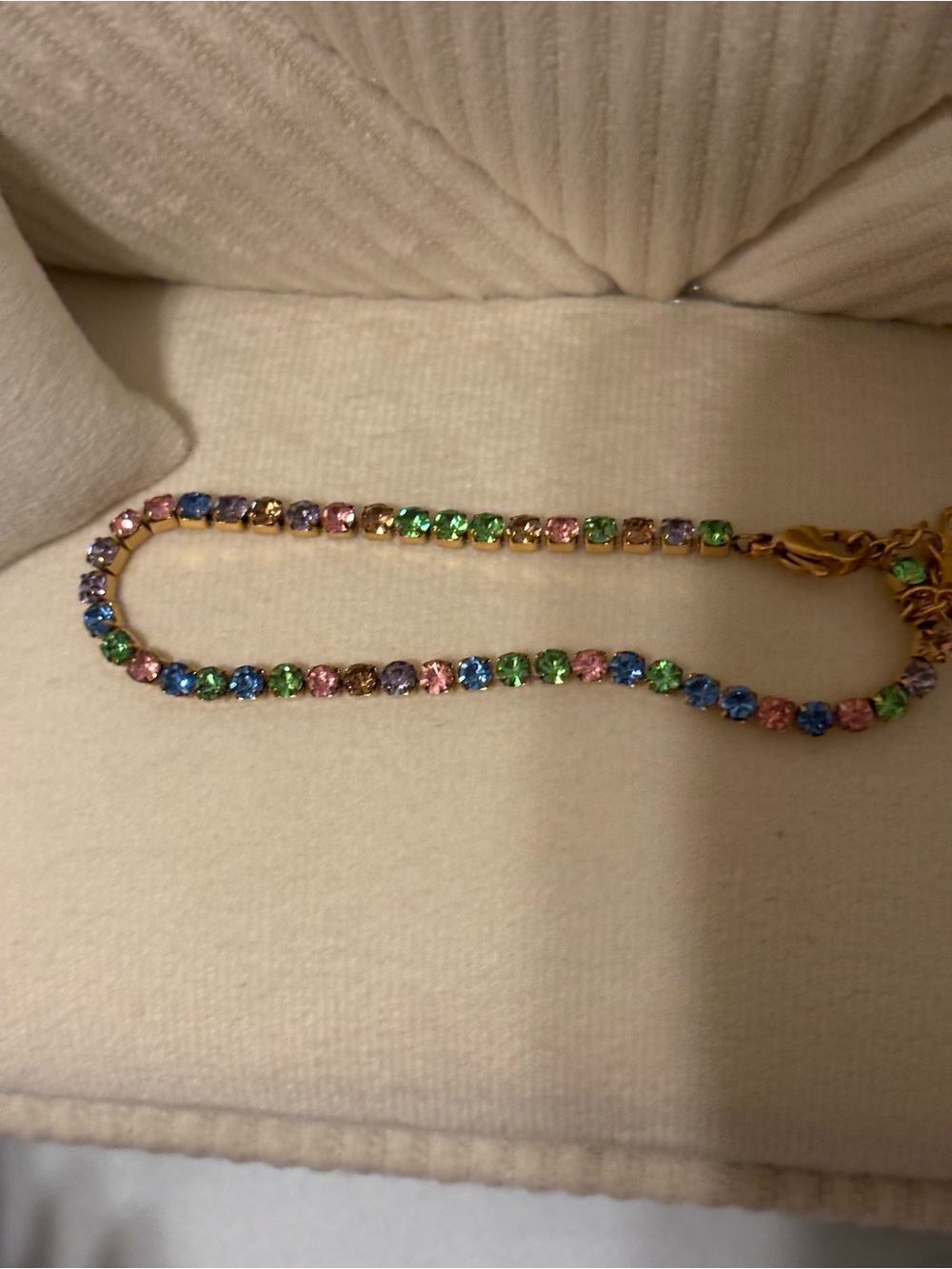 Multicolor Crystal Tennis Necklace - Gold Chain